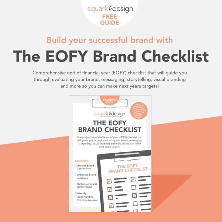The end of financial year brand checklist by Squark Design banner.